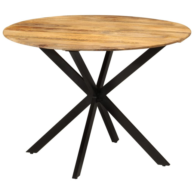 Tavolo da Pranzo Ã˜110x78cm in Legno Massello di Mango e Acciaio