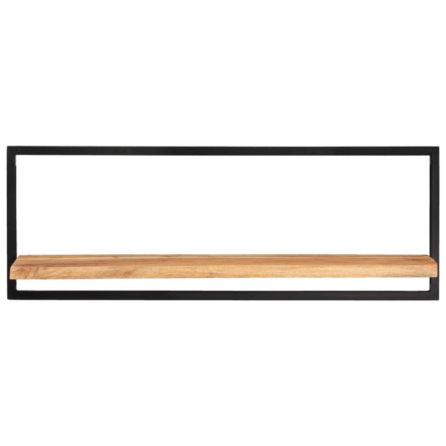 Mensole Parete 2pz 100x24x35 cm Legno Massello Acacia e Acciaio