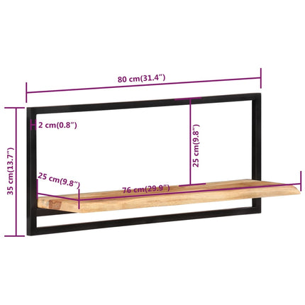 Mensole Parete 2pz 80x25x35 cm Legno Massello Acacia e Acciaio