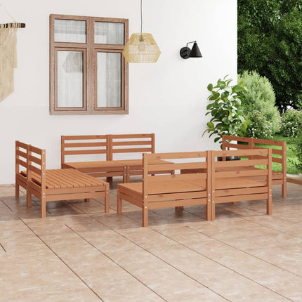 Set Salotto da Giardino 8pz Marrone Ambra Legno Massello Pino