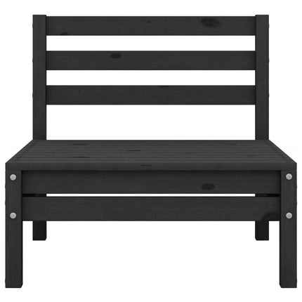 Set Divani da Giardino 3 pz Nero in Legno Massello di Pino
