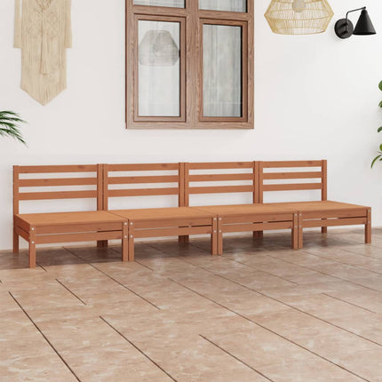 Set Salotto da Giardino 4pz Marrone Ambra Legno Massello Pino