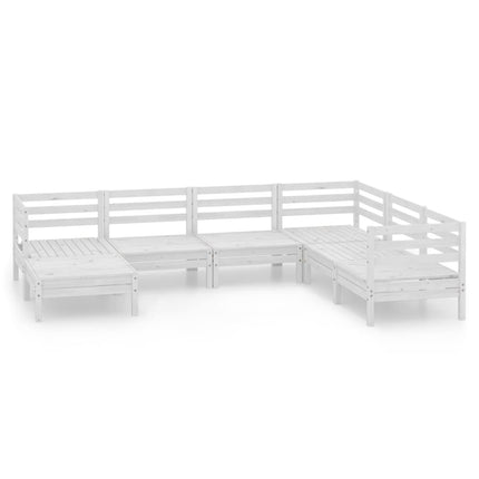 Set Salotto da Giardino 7 pz in Legno Massello di Pino Bianco