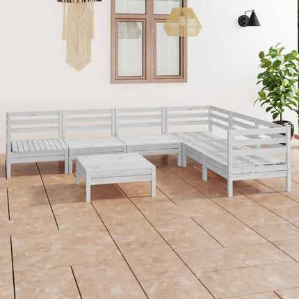 Set Salotto da Giardino 7 pz in Legno Massello di Pino Bianco