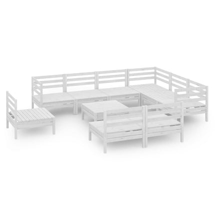 Set Salotto da Giardino 10 pz in Legno Massello di Pino Bianco