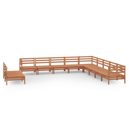 Set Salotto da Giardino 11 pz in Legno Massello di Pino ambra