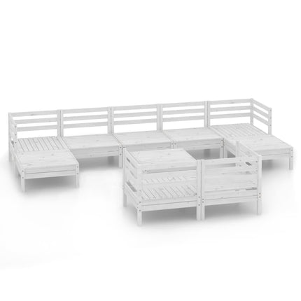 Set Salotto da Giardino 10 pz in Legno Massello di Pino Bianco