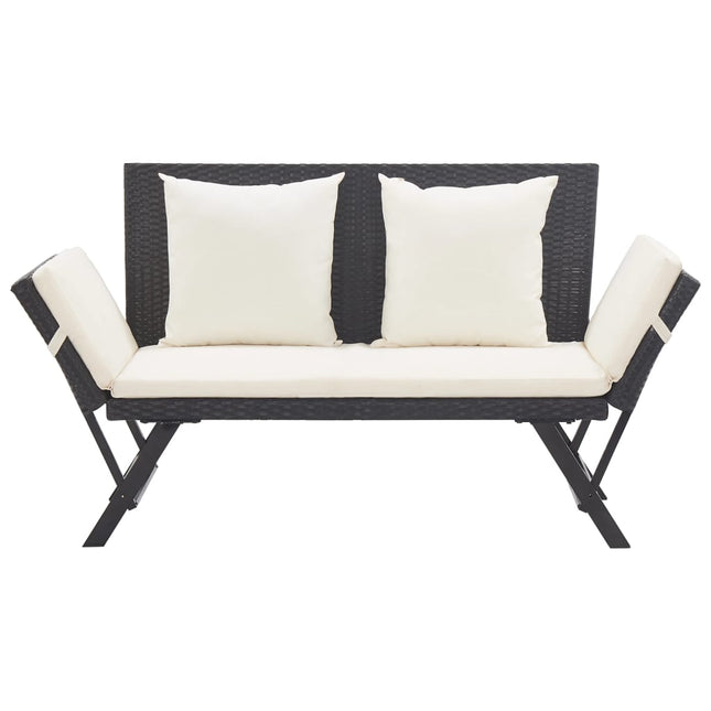 Panca da Giardino con Cuscini Nera 176 cm in Polyrattan