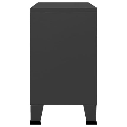 Credenza Antracite Industriale 105x35x62 cm in Metallo e Vetro
