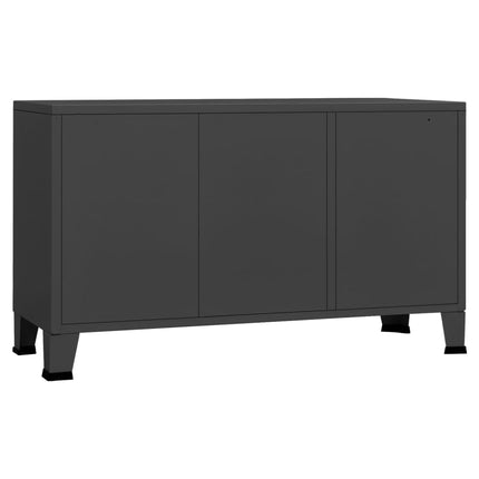 Credenza Antracite Industriale 105x35x62 cm in Metallo e Vetro