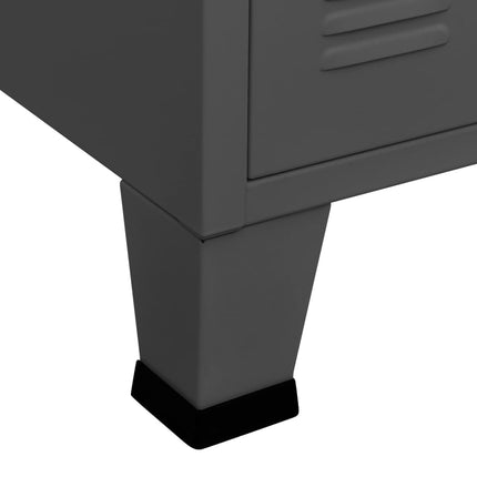 Credenza Antracite Industriale 105x35x62 cm in Metallo e Vetro