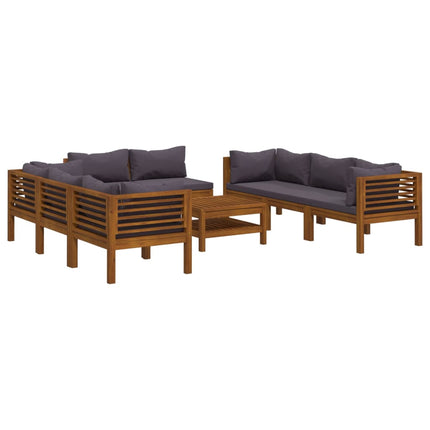 Set Divani da Giardino 9 pz con Cuscini in Massello di Acacia