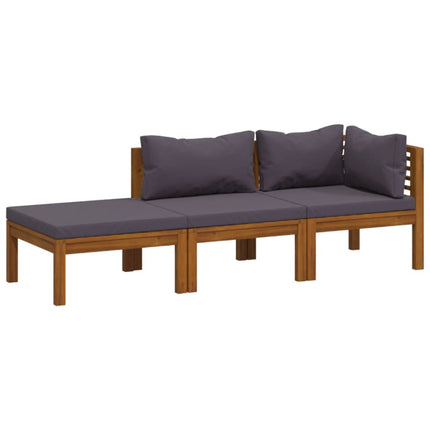 Set Divani da Giardino 3 pz con Cuscini in Massello di Acacia