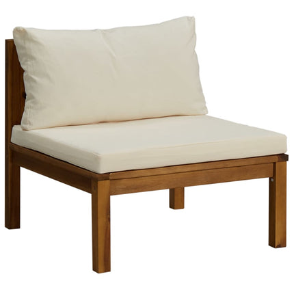 Set Divani da Giardino 9 pz con Cuscini Crema in Legno Acacia