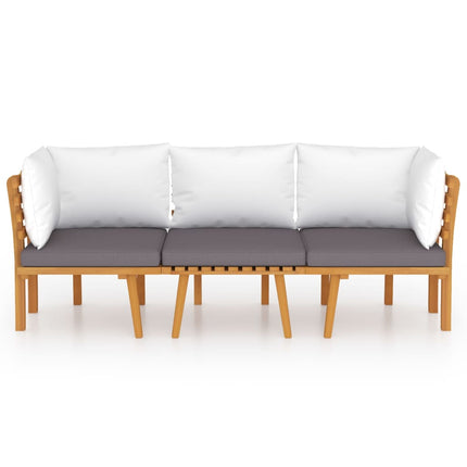 Set Divani da Giardino 3 pz con Cuscini in Massello di Acacia
