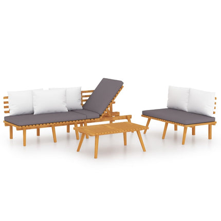 Set Divani da Giardino 3 pz con Cuscini in Massello di Acacia
