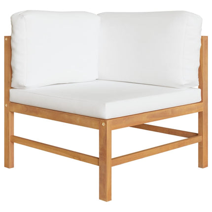 Divano da Giardino 4 Posti Cuscini Crema Legno Massello di Teak