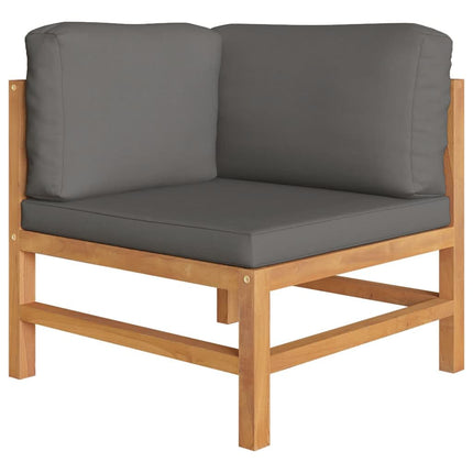 Set Divani Giardino 7pz Cuscini Grigi in Legno Massello di Teak