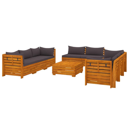 Set Divani da Giardino 9 pz con Cuscini in Massello di Acacia
