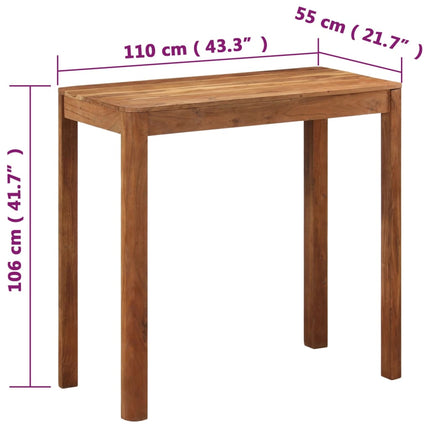 Tavolo da Bar in Legno Acacia con Finitura Ambra 110x55x106 cm