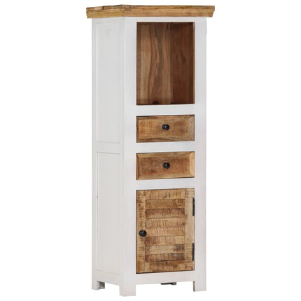 Credenza Bianca e Marrone 40x30x110 cm Legno di Mango e Acacia