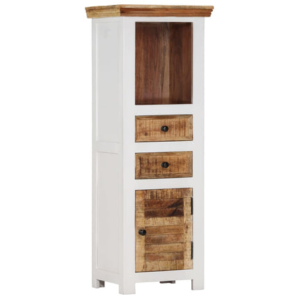 Credenza Bianca e Marrone 40x30x110 cm Legno di Mango e Acacia