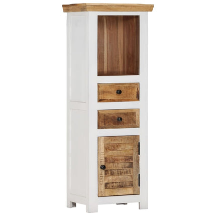 Credenza Bianca e Marrone 40x30x110 cm Legno di Mango e Acacia
