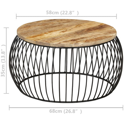 Tavolino da Salotto Ø68 cm in Legno di Mango Grezzo