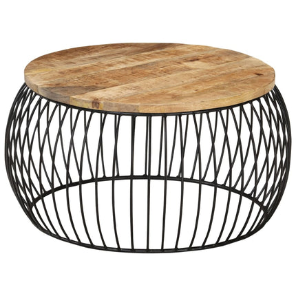 Tavolino da Salotto Ø68 cm in Legno di Mango Grezzo