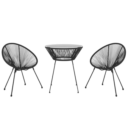 Set da Pranzo per Giardino 3 pz Nero