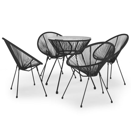 Set da Pranzo per Giardino 5 pz Nero