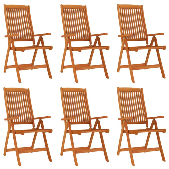 Sedie da Giardino Pieghevoli 6pz in Legno Massello di Eucalipto