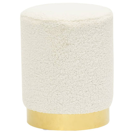 Sgabello Rotondo Bianco in Pile