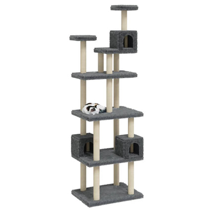 Albero per Gatti con Tiragraffi in Sisal Grigio Scuro 188 cm