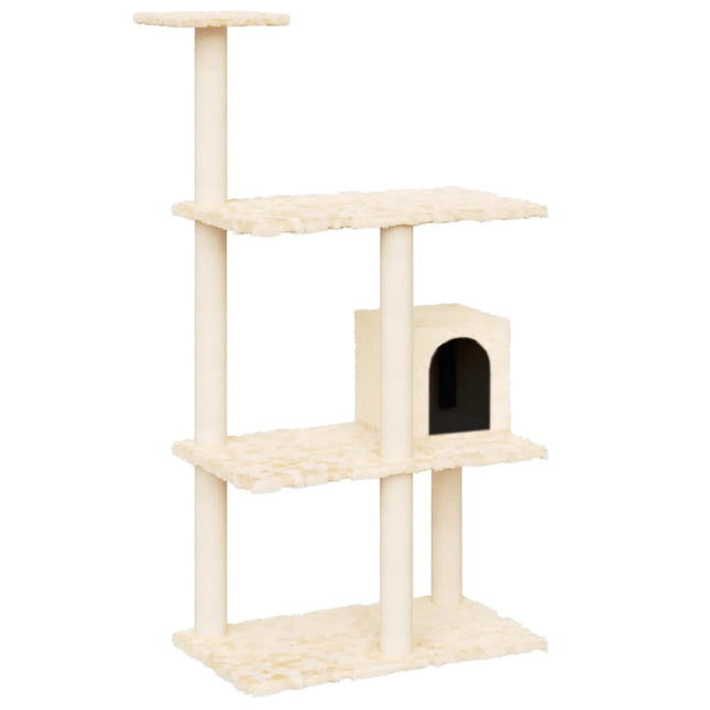 Albero per Gatti con Tiragraffi in Sisal Crema 119 cm