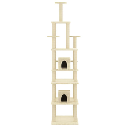 Albero per Gatti con Pali Tiragraffi in Sisal Crema 216 cm