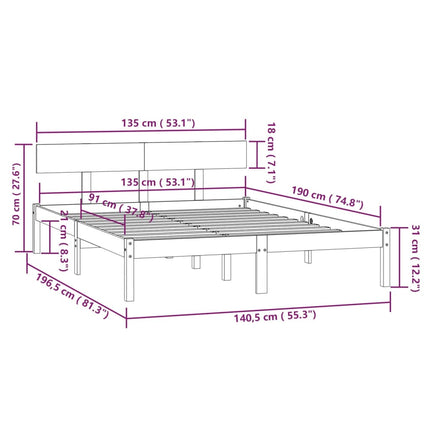 Giroletto Nero in Legno Massello 135x190 cm Double