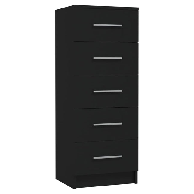 Cassettiera Alta Nera 41x35x106 cm in Legno Multistrato