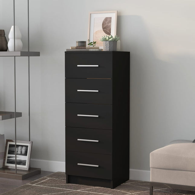 Cassettiera Alta Nera 41x35x106 cm in Legno Multistrato