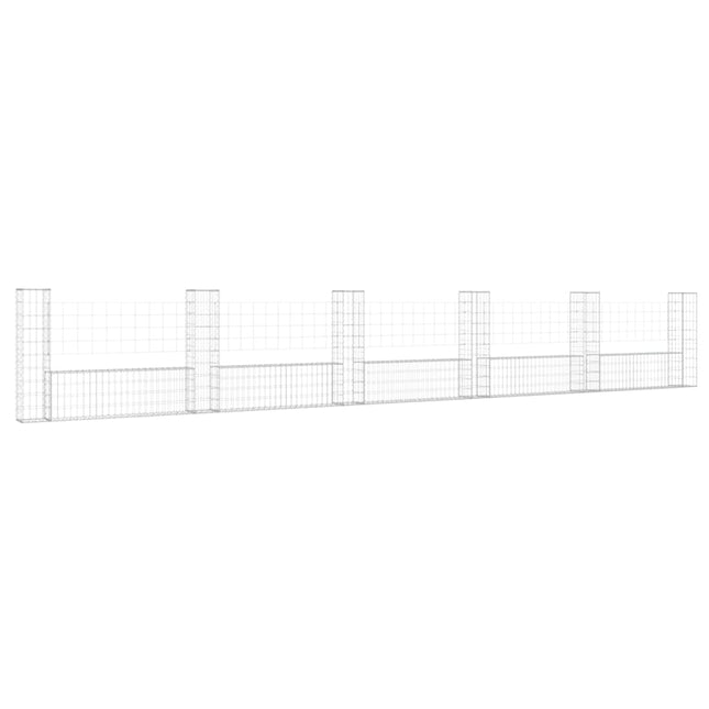 Cesto Gabbione a U con 6 Pali in Ferro 620x20x100 cm