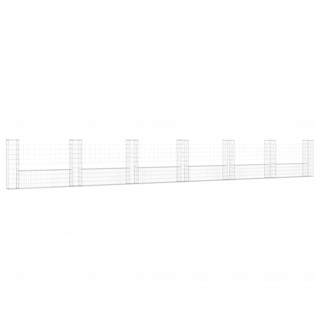 Cesto Gabbione a U con 7 Pali in Ferro 740x20x100 cm