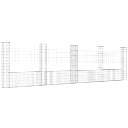 Cesto Gabbione a U con 5 Pali in Ferro 500x20x150 cm