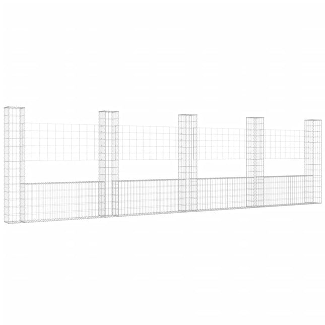 Cesto Gabbione a U con 5 Pali in Ferro 500x20x150 cm