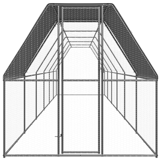 Pollaio da Esterno 2x12x2 m in Acciaio Zincato