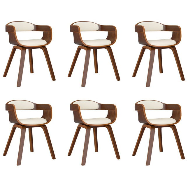 Sedie da Pranzo 6 pz Crema in Legno Curvato e Similpelle