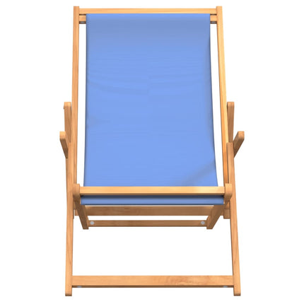 Sdraio Pieghevole da Spiaggia in Legno Massello di Teak Blu
