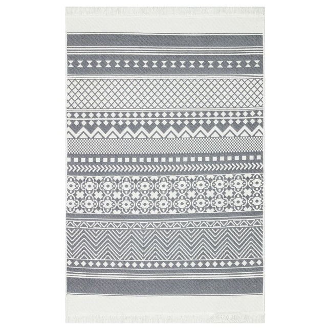 Tappeto Grigio e Bianco 160x230 cm in Cotone