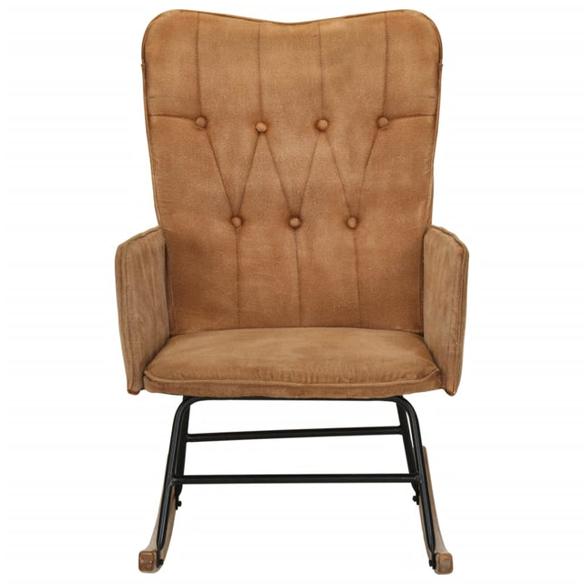Sedia a Dondolo Marrone in Tela Vintage