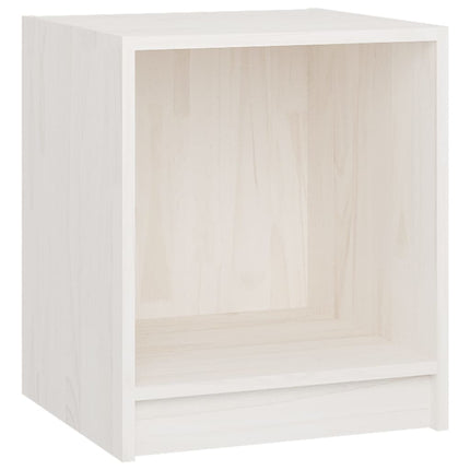 Comodino Bianco 35,5x33,5x41,5 cm in Legno Massello di Pino