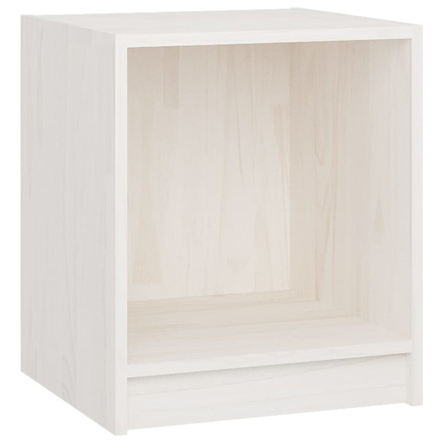 Comodino Bianco 35,5x33,5x41,5 cm in Legno Massello di Pino